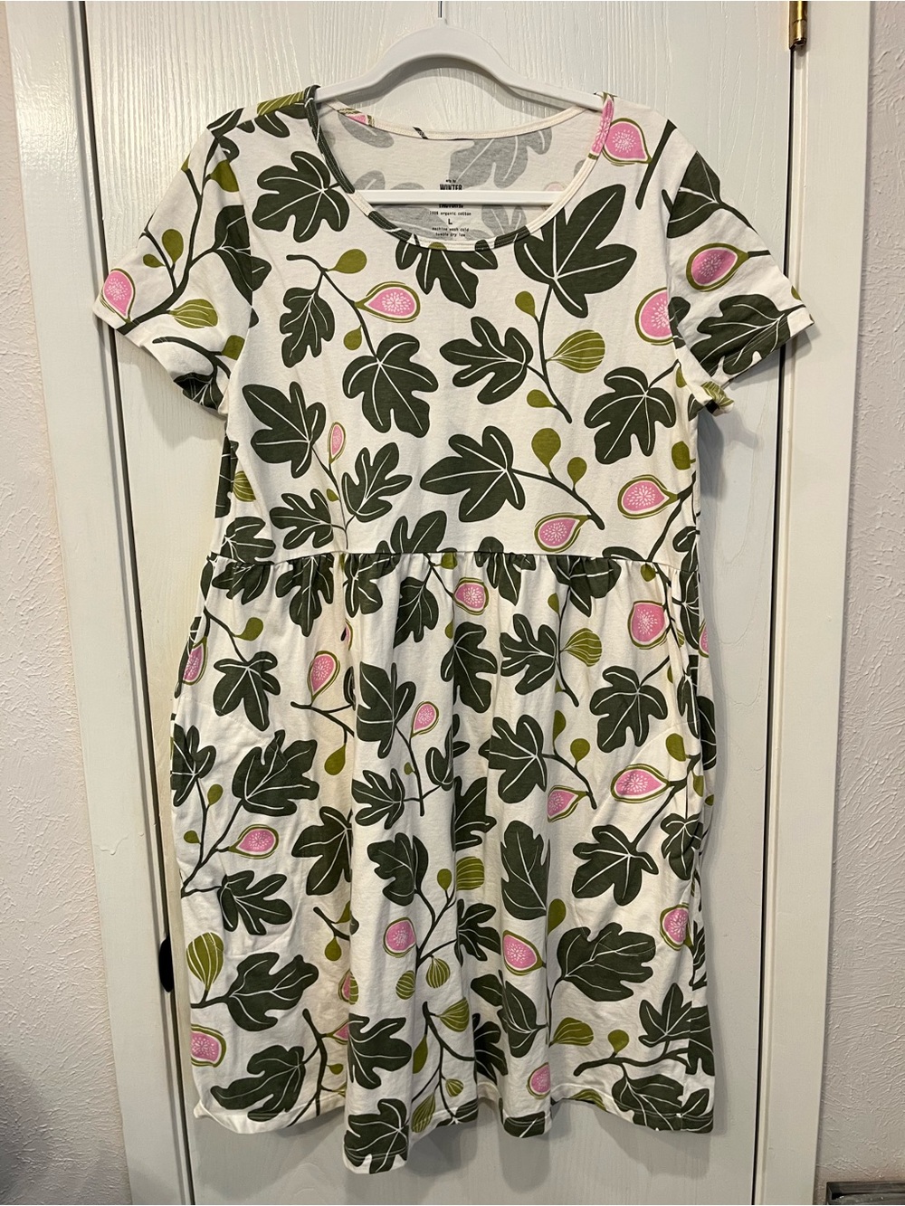Winter Water Factory Organic Cotton Knit Dress Copenhagen Fig Print Large USA